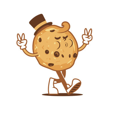 Cookie character tipping into a bow